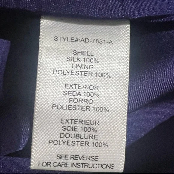 Aryn K Purple Silk Dress Size M 100% Silk Print V-Neck Elastic Waist Fairycore - Picture 6 of 11